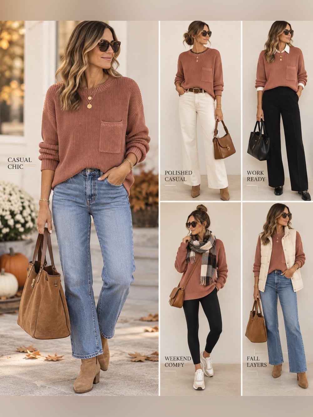 Haven Terra cotta Pocket Sweater 100% cotton